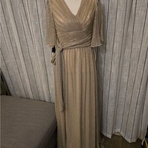 Elegant Gold Maxi Dress with Wrap Design